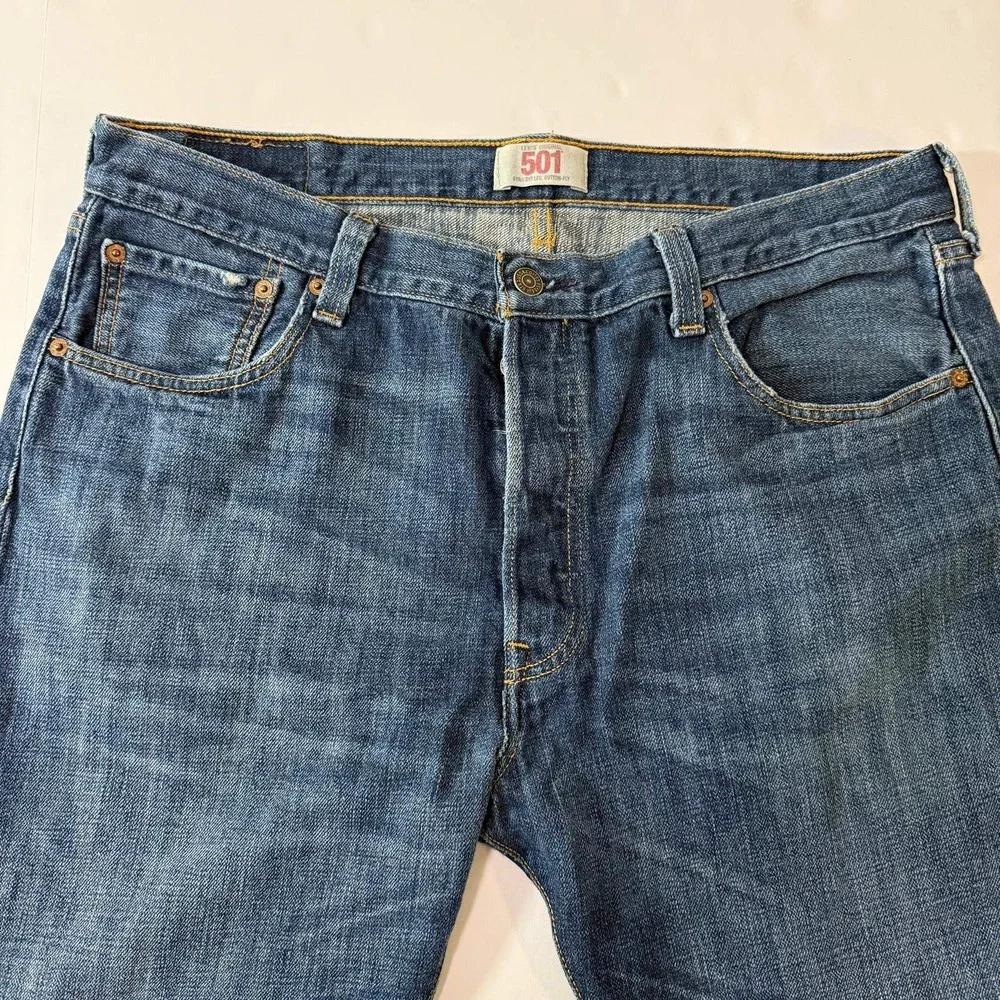 Levis 501 Original Mens Straight Leg Button Fly Jeans Medium Wash Blue 36x34